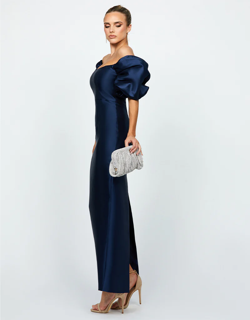 MEREDITH PUFF SLEEVES SCOOPED GOWN B82D81L - Navy - Image 3