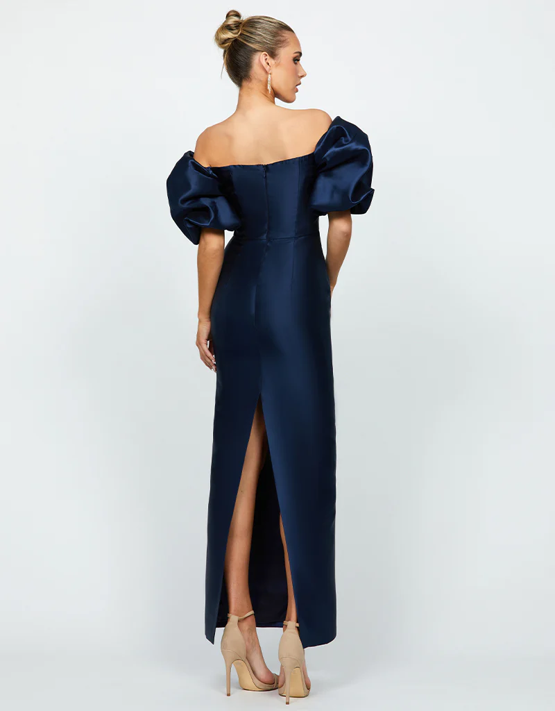 MEREDITH PUFF SLEEVES SCOOPED GOWN B82D81L - Navy - Image 4