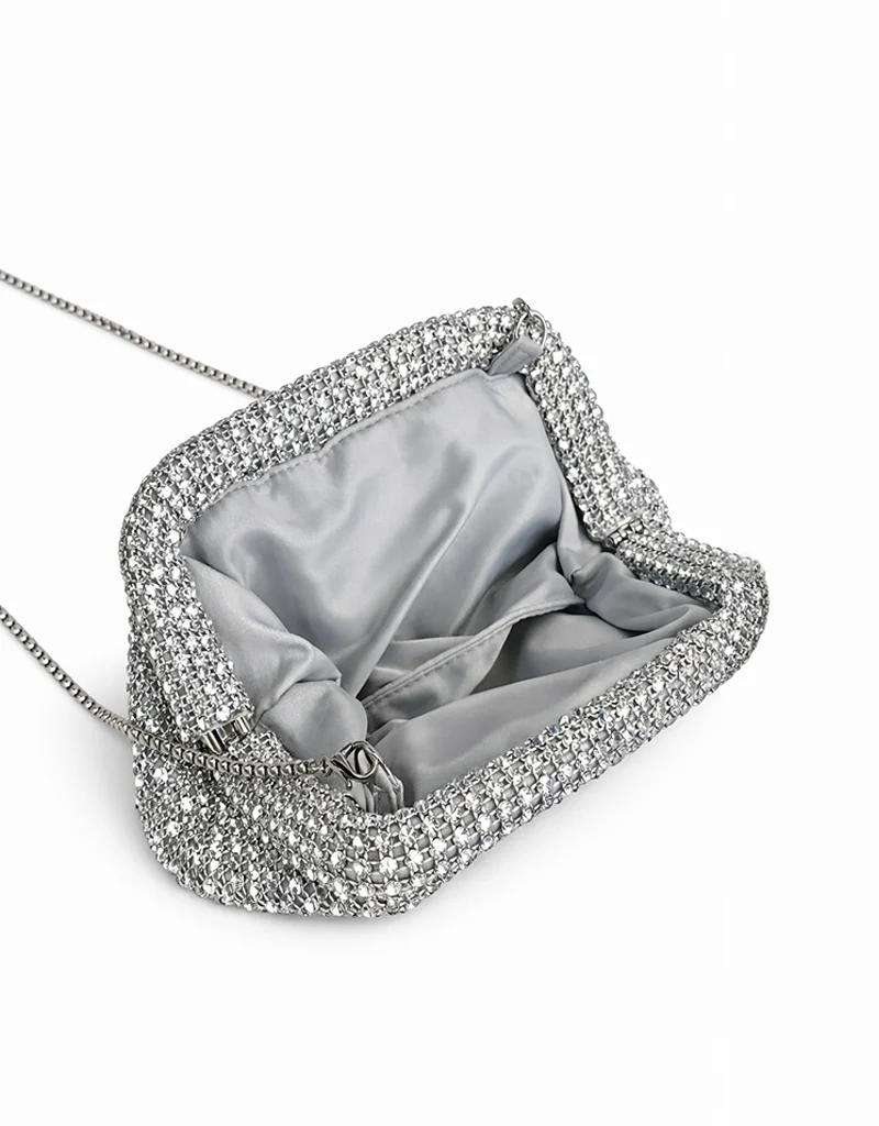 NOIRE CRYSTAL MESH CLUTCH SILVER HJ9028 - Image 3