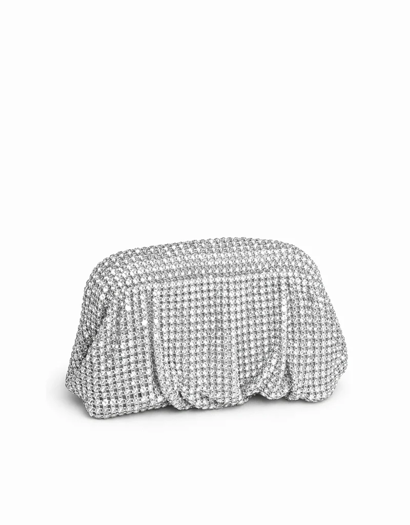 NOIRE CRYSTAL MESH CLUTCH SILVER HJ9028 - Image 4