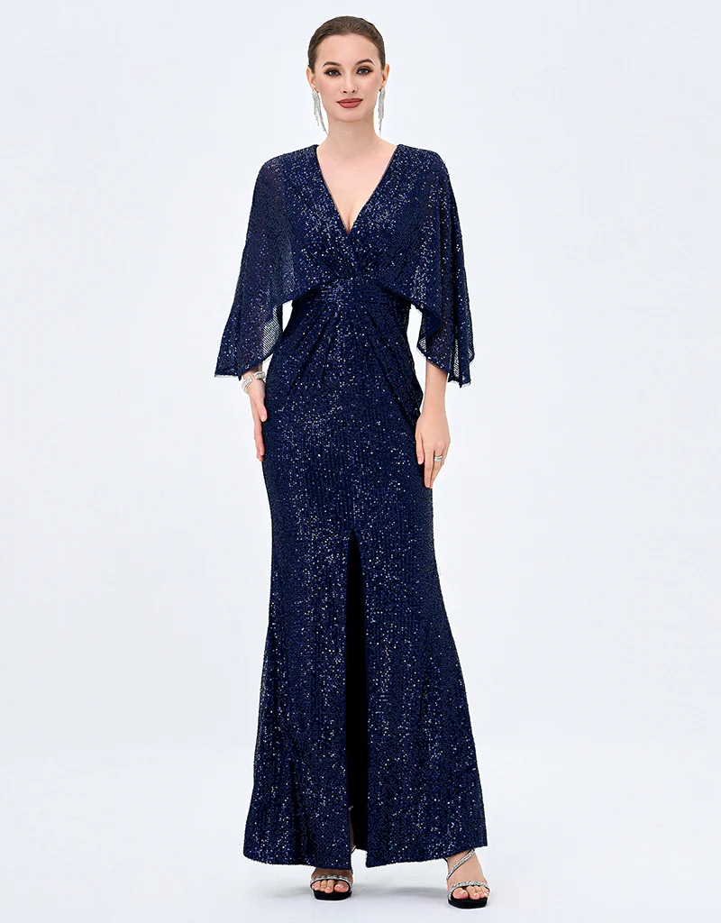 OPRAH CAPE GOWN B77D28L - Navy