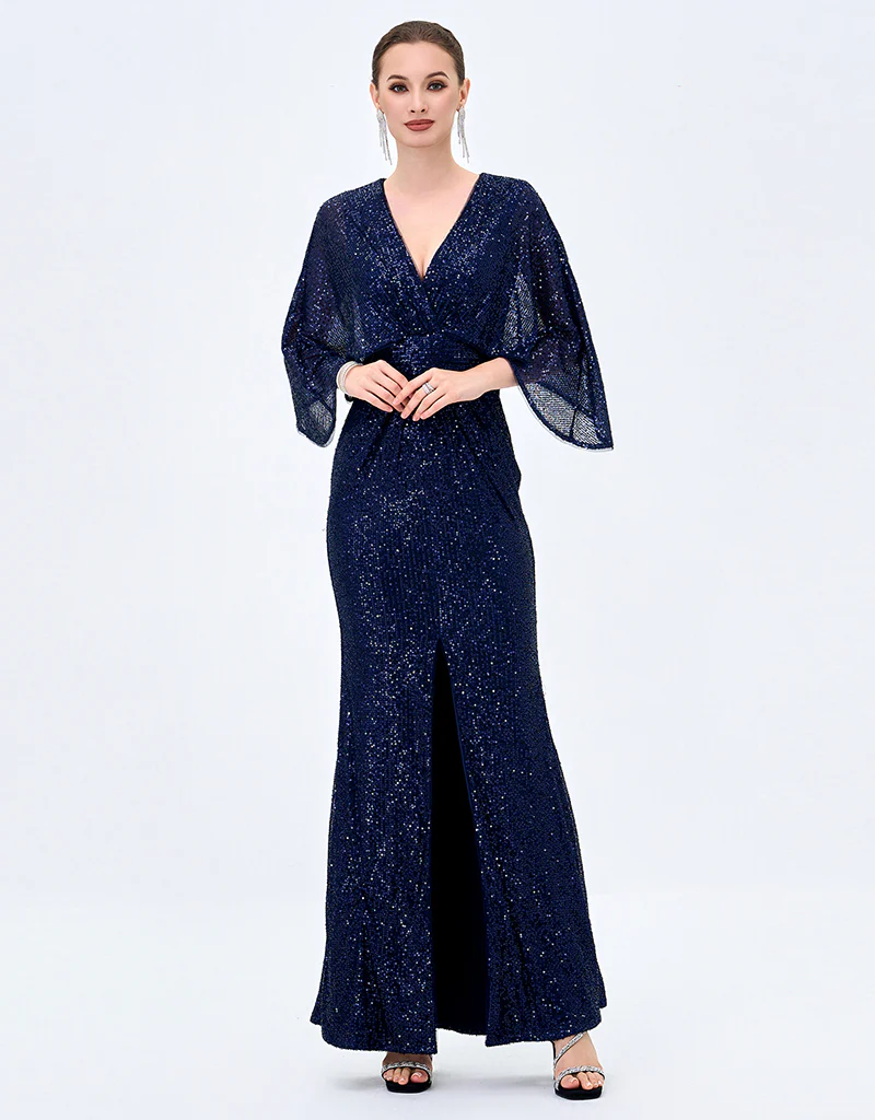 OPRAH CAPE GOWN B77D28L - Navy - Image 2