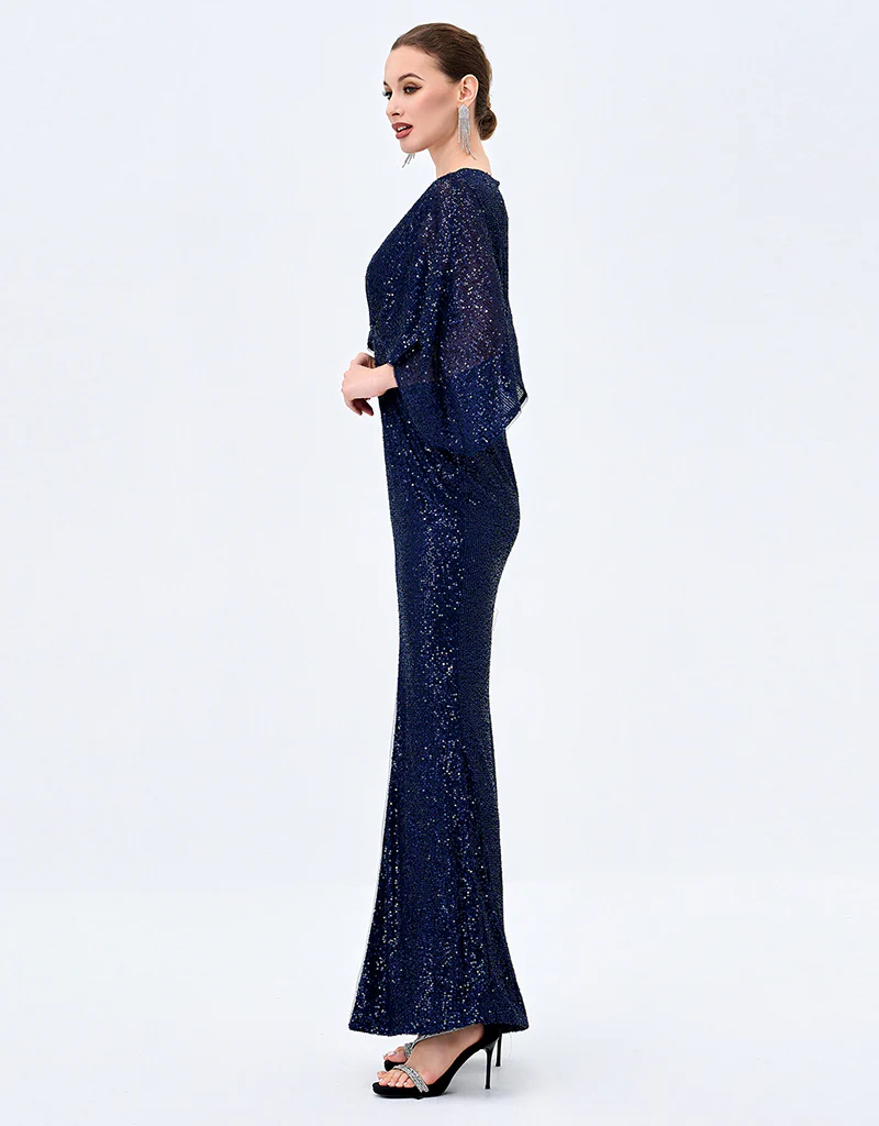 OPRAH CAPE GOWN B77D28L - Navy - Image 4