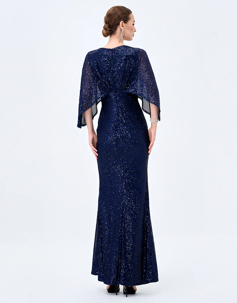 OPRAH CAPE GOWN B77D28L - Navy - Image 5