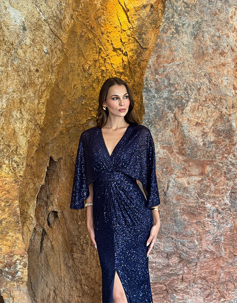 OPRAH CAPE GOWN B77D28L - Navy - Image 8