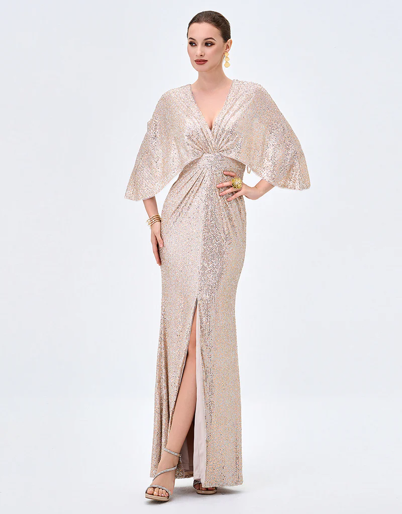 OPRAH CAPE GOWN B77D28L - Nude/Copper - Image 2