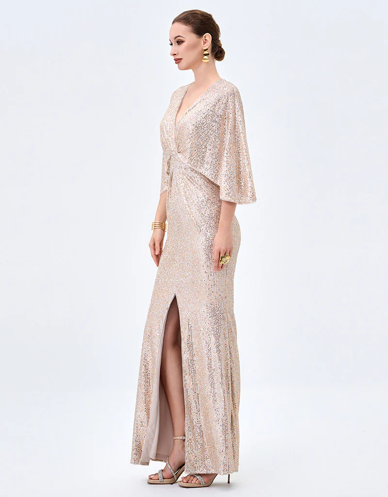 OPRAH CAPE GOWN B77D28L - Nude/Copper - Image 3
