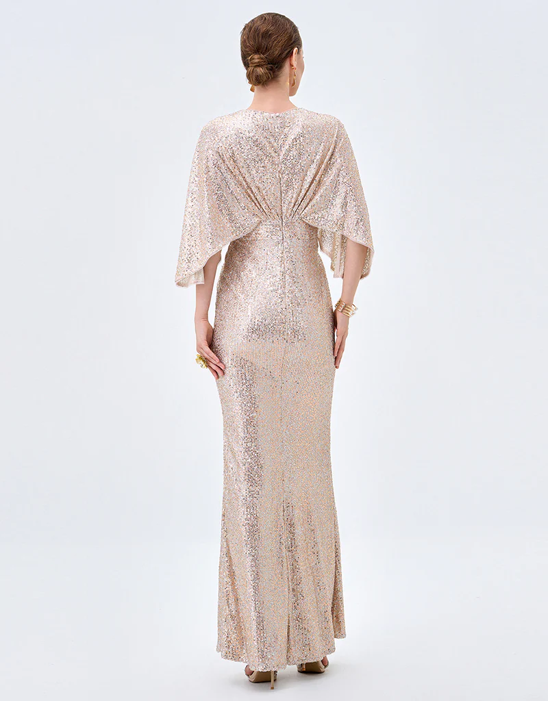 OPRAH CAPE GOWN B77D28L - Nude/Copper - Image 4