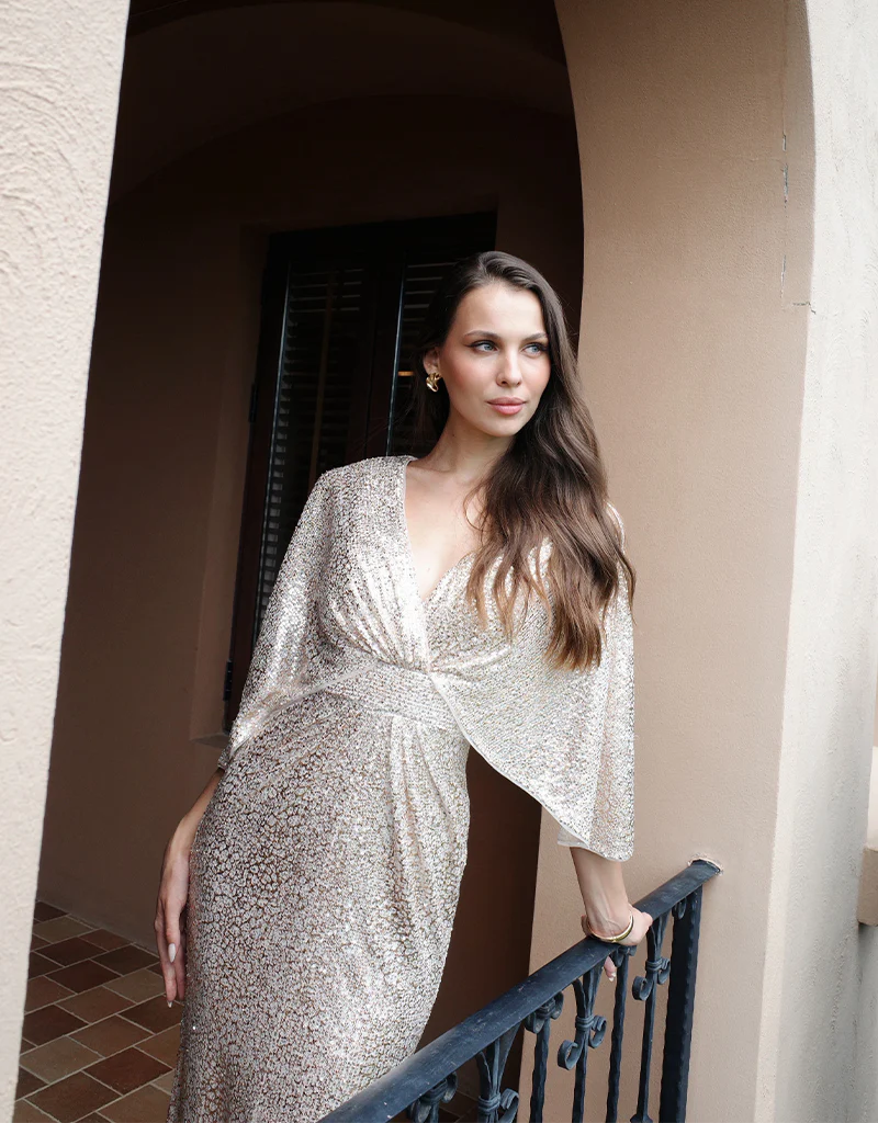 OPRAH CAPE GOWN B77D28L - Nude/Copper - Image 8