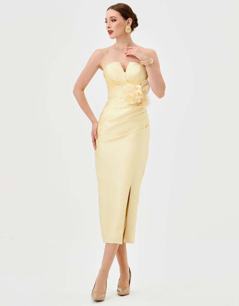 RAINA STRAPLESS MIDI BL81D17S - Yellow