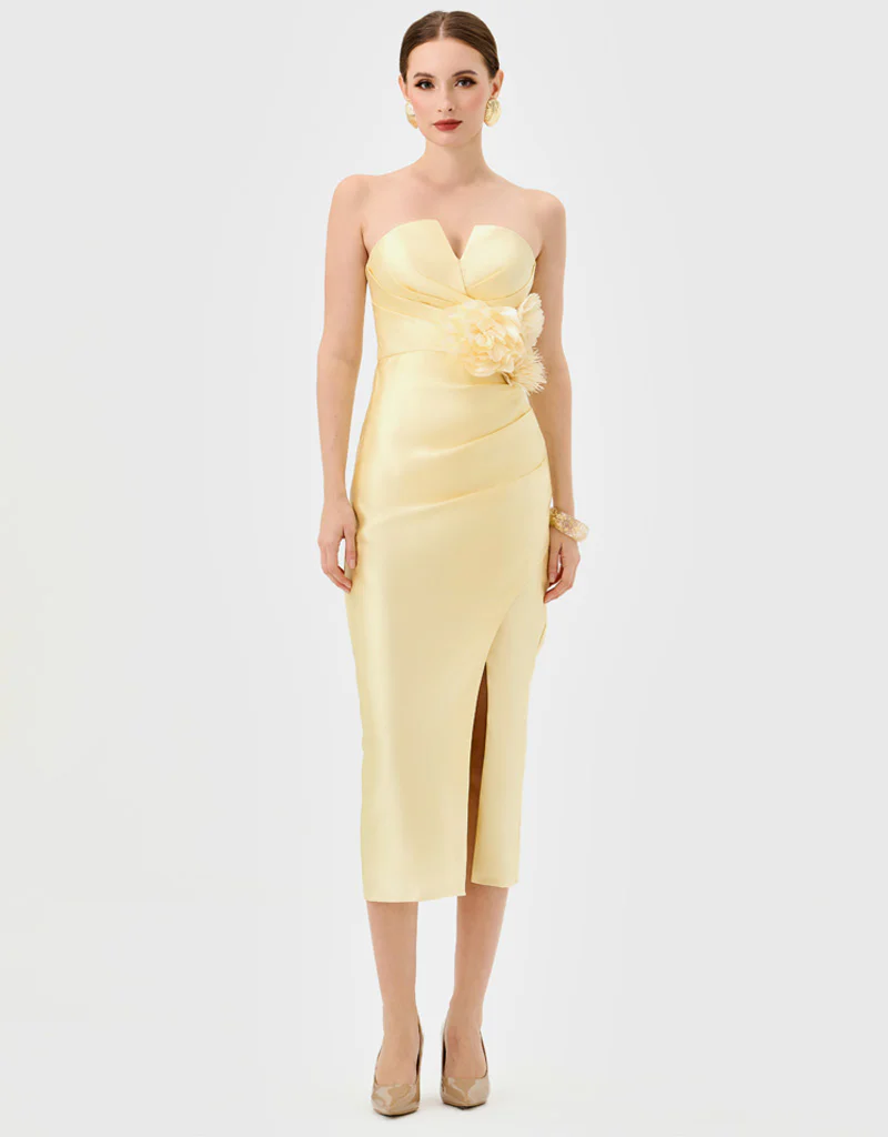 RAINA STRAPLESS MIDI BL81D17S - Yellow - Image 3