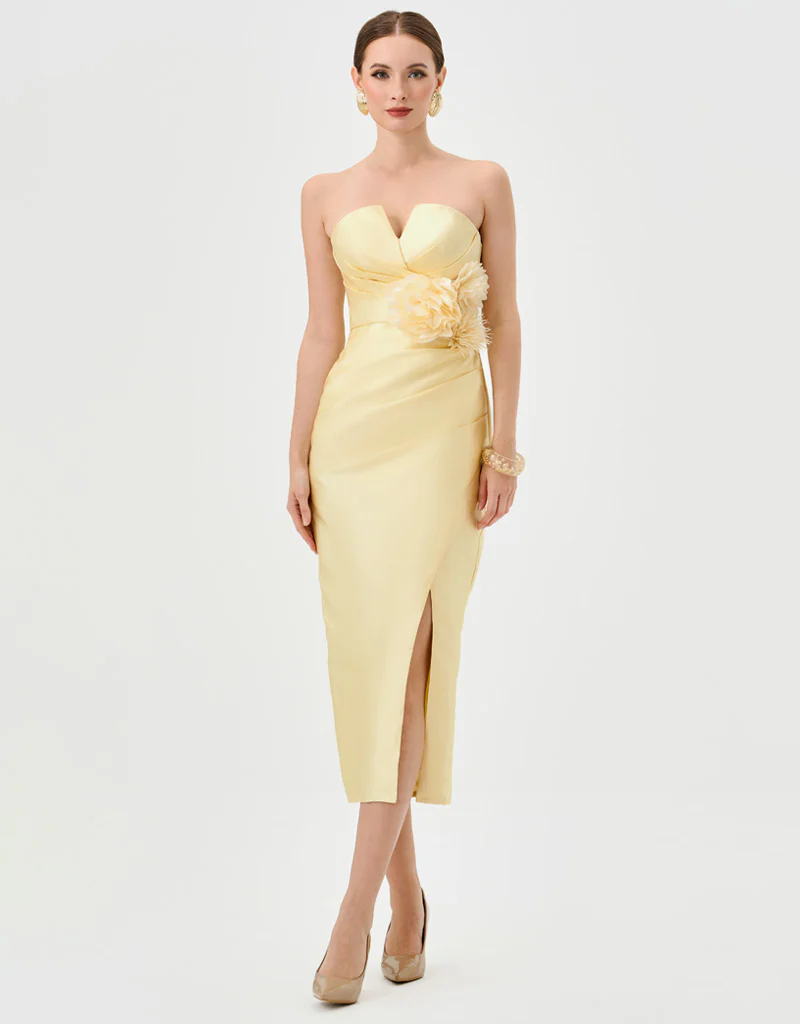 RAINA STRAPLESS MIDI BL81D17S - Yellow - Image 4