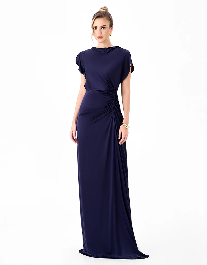 RASMI RUCHED SATIN GOWN B86D0747 - Image 3