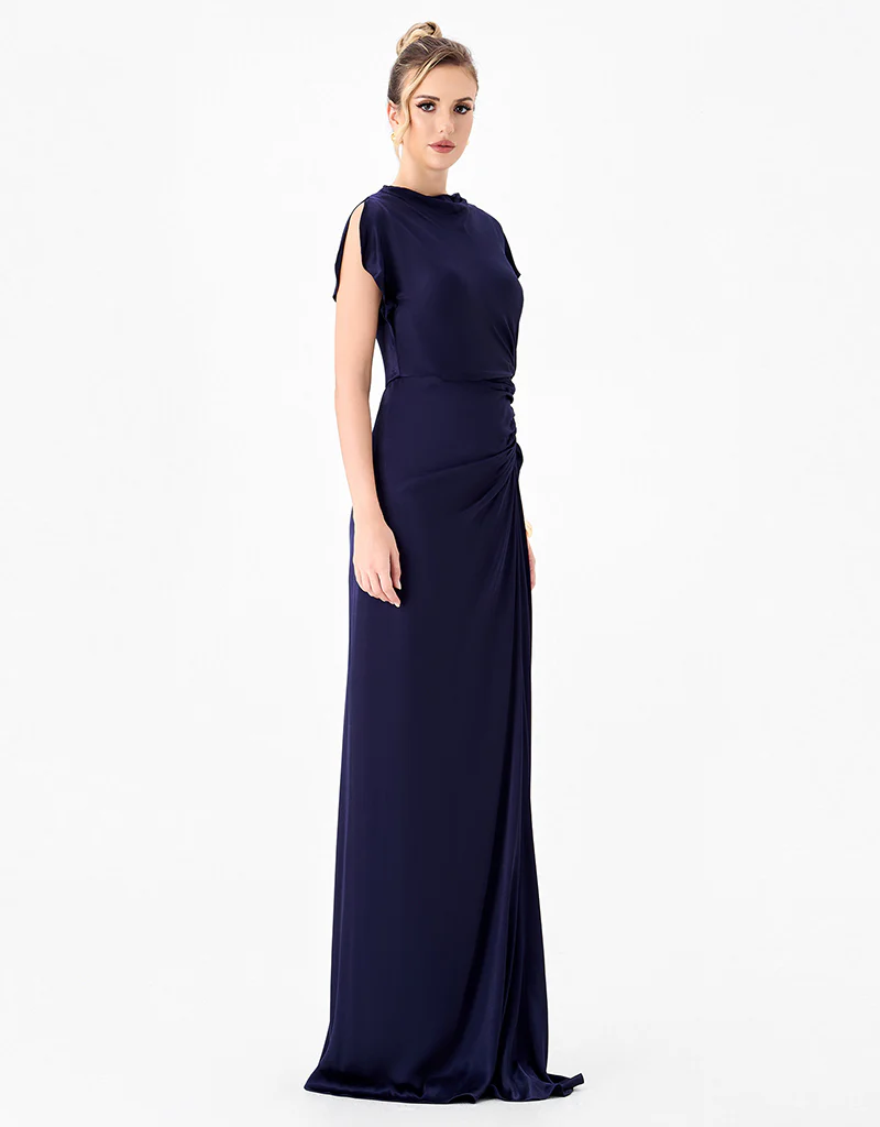 RASMI RUCHED SATIN GOWN B86D0747 - Image 5