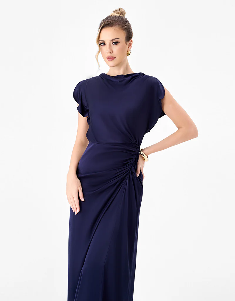 RASMI RUCHED SATIN GOWN B86D0747 - Image 7