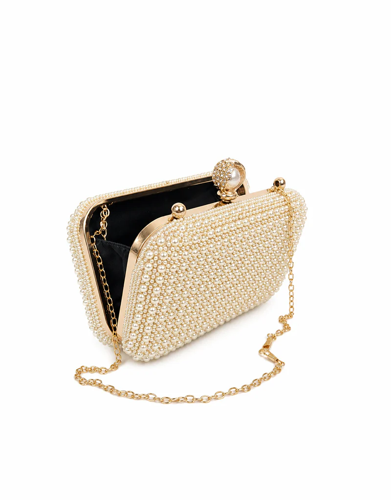 REEMA GOLD PEARL CLASP CLUTCH GOLD 421 - Image 4