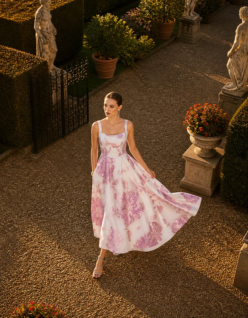 ROMAINE SQUARE NECK MIDI B83D0147 - Lilac