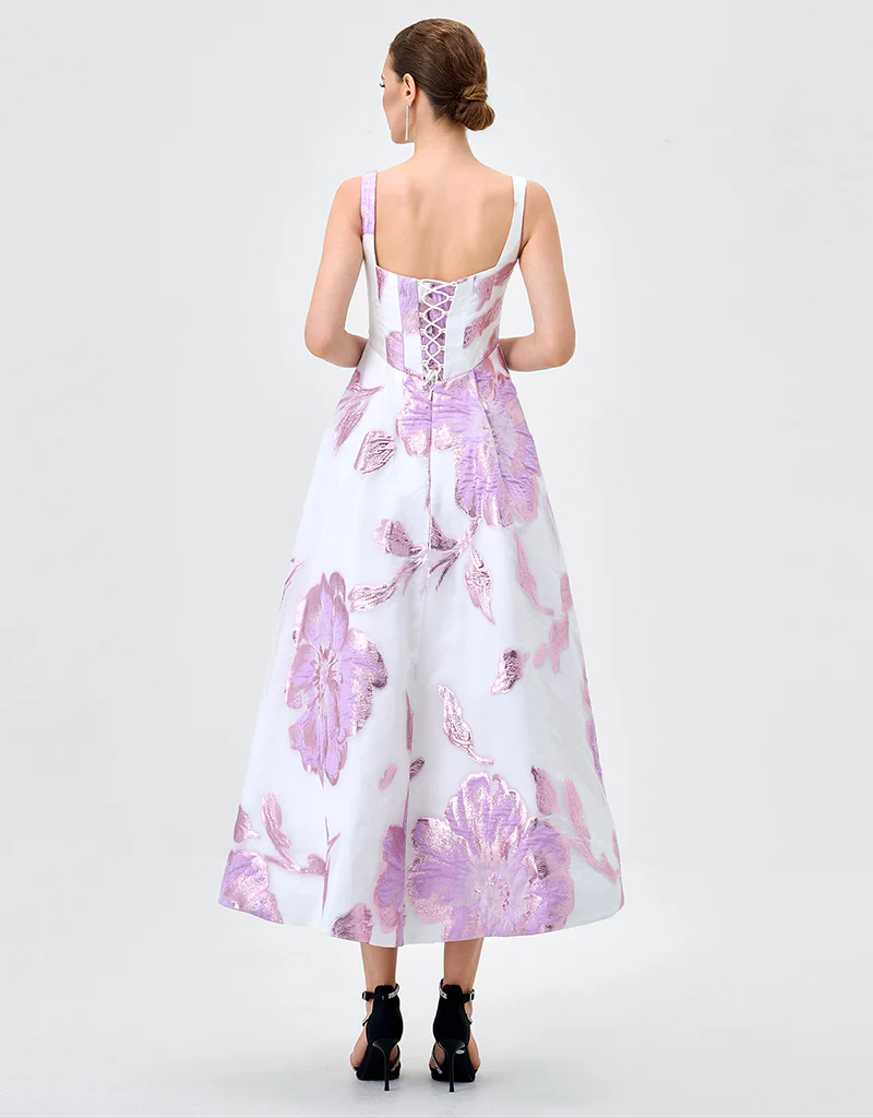 ROMAINE SQUARE NECK MIDI B83D0147 - Lilac - Image 5