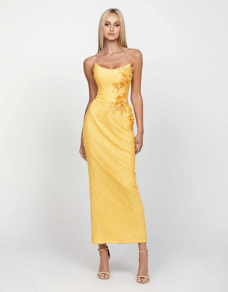 RONIN SCOOP STRAPLESS MIDAXI B65D07SS - Mimosa Yellow/Mimosa Yellow