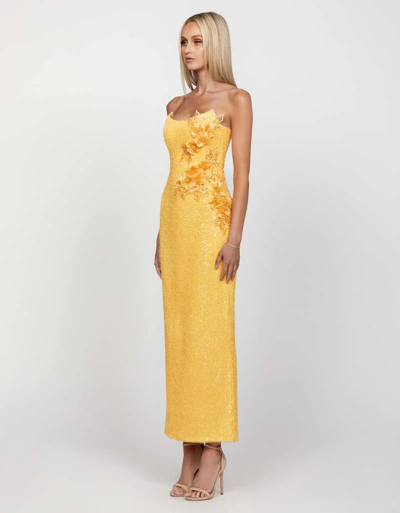 RONIN SCOOP STRAPLESS MIDAXI B65D07SS - Mimosa Yellow/Mimosa Yellow - Image 3