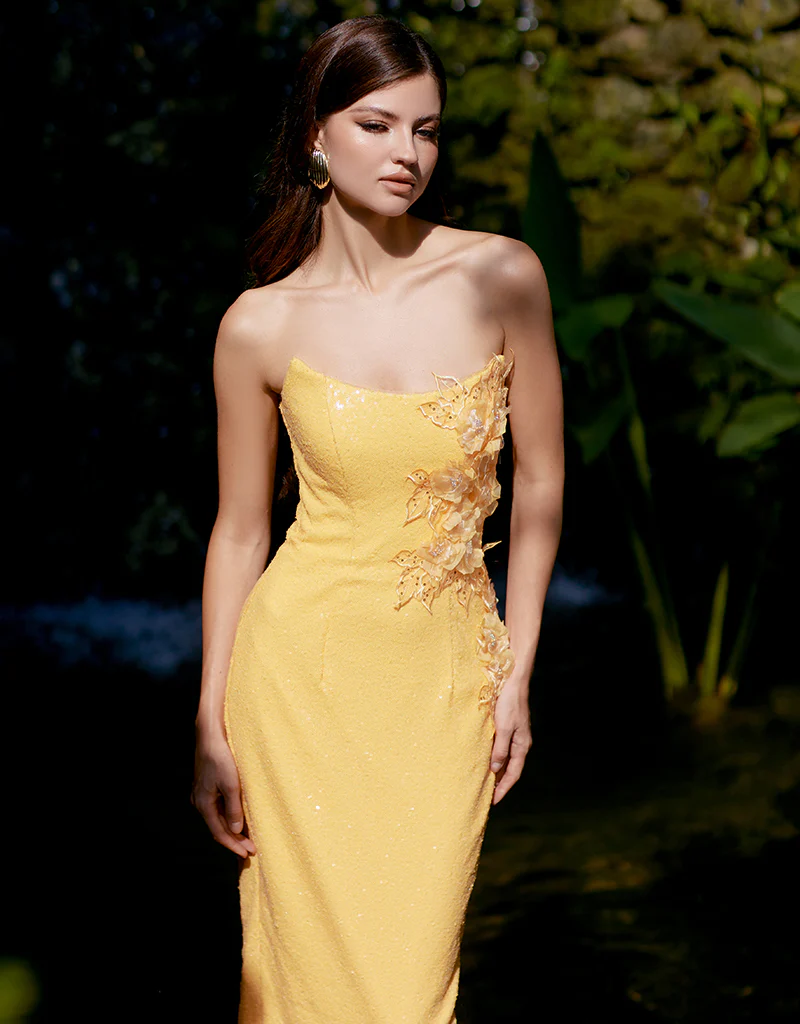 RONIN SCOOP STRAPLESS MIDAXI B65D07SS - Mimosa Yellow/Mimosa Yellow - Image 8