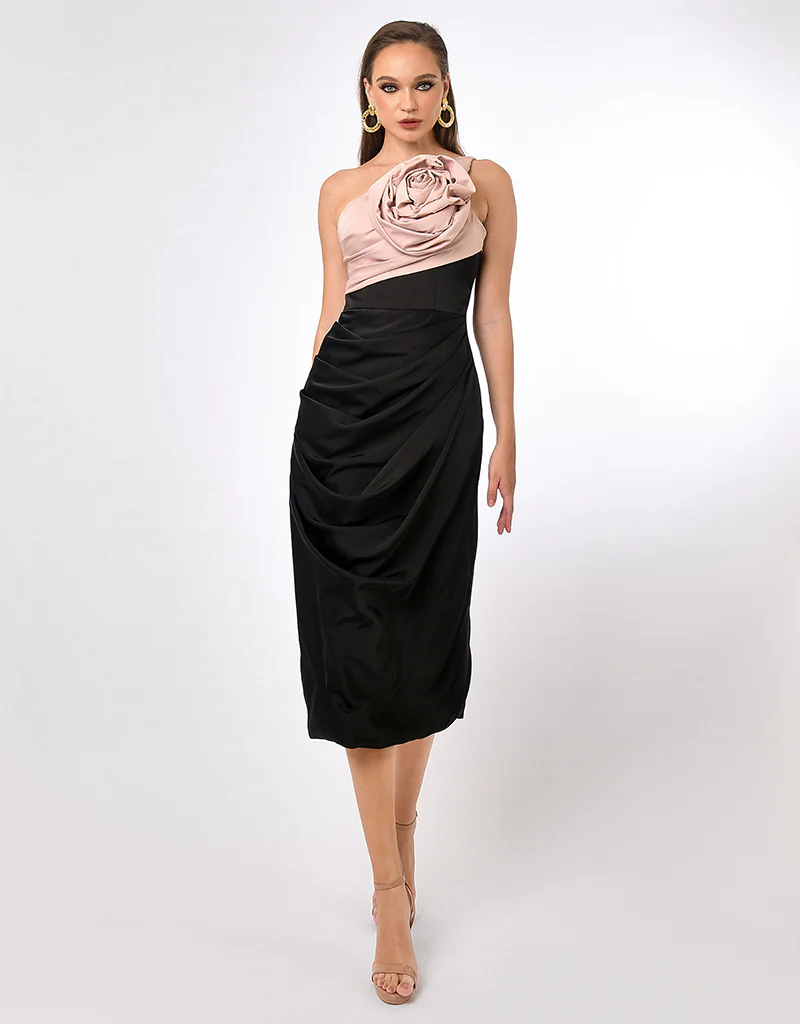 SAMPLE QUINLEY ONE SHOULDER ROSETTE MIDI BL70D54S - Image 3
