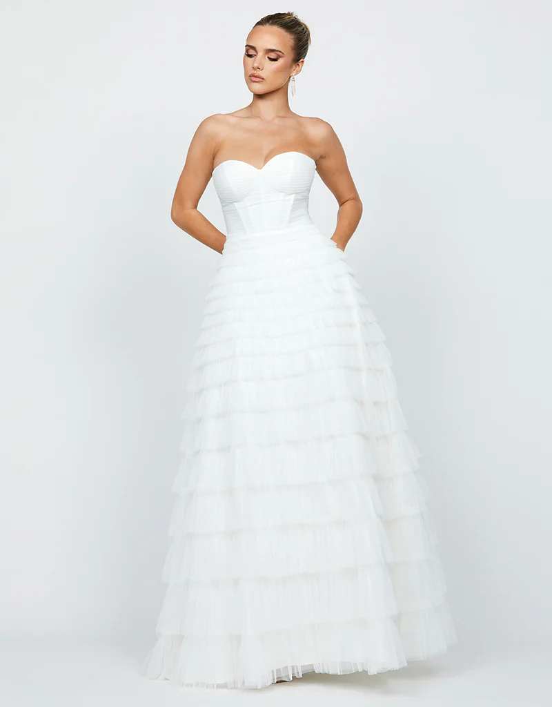 SERENITY SWEETHEART STRAPLESS BALL GOWN B64D15L - White - Image 4