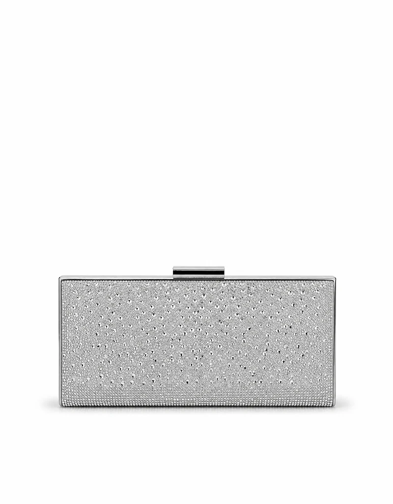 SHEELAH DIAMANTE AND RHINESTONE CLUTCH SILVER YX00018