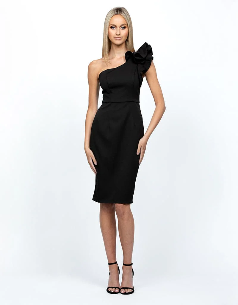 SUE FRILL SHORT DRESS BB33D31S - Black
