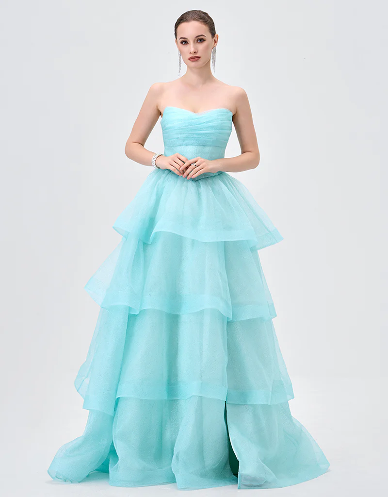 TIFF STRAPLESS TIERED BALL GOWN B83D01105 - Mint - Image 2