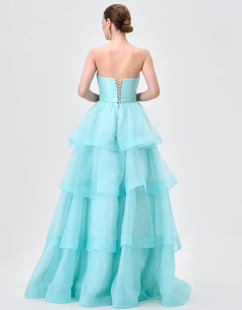 TIFF STRAPLESS TIERED BALL GOWN B83D01105 - Mint - Image 6