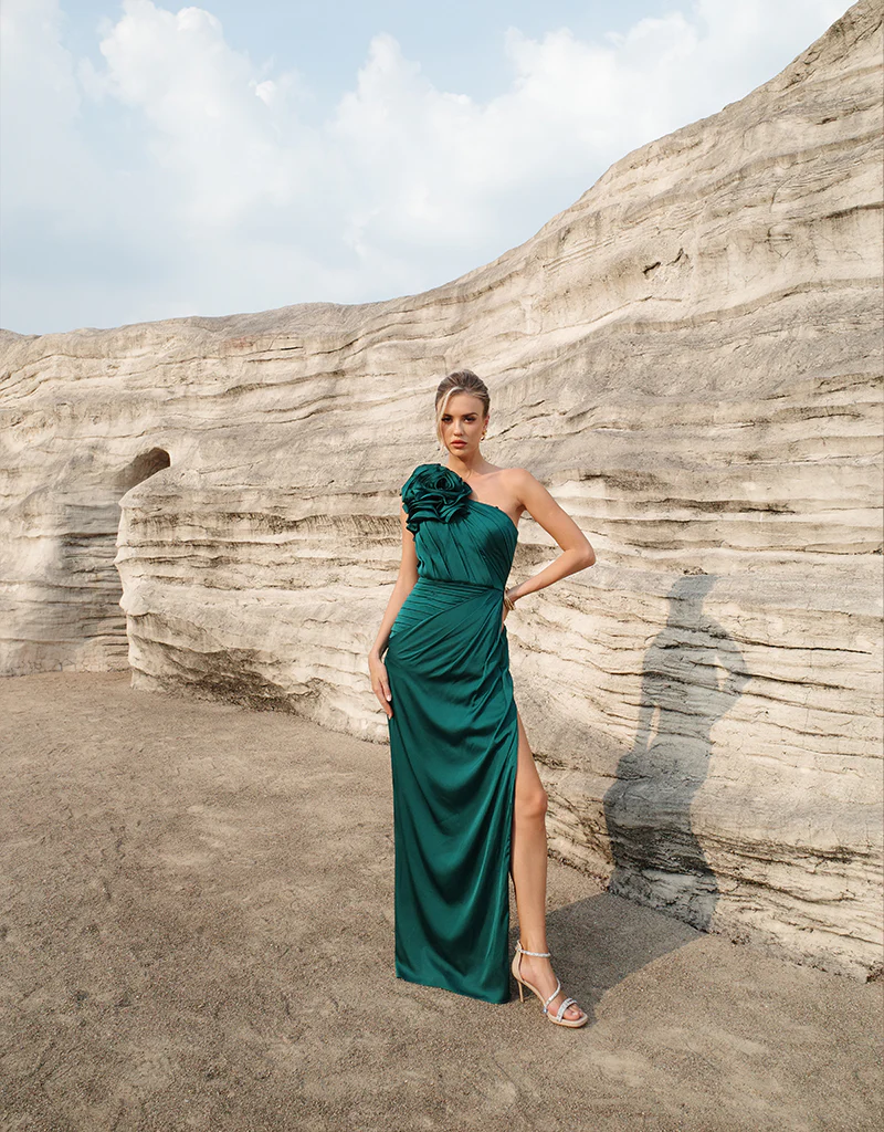 VACATION ASYMMETRIC GOWN B65D26L - Emerald
