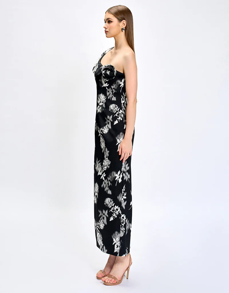 VIOLETTA ROSETTE MIDAXI BL75D33L - Black White Print - Image 3