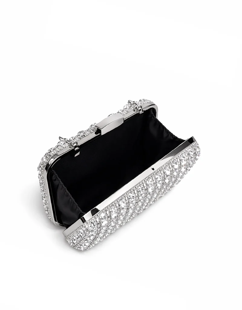 VIVIENNE RHINESTONE CLUTCH SILVER YW054 - Image 4