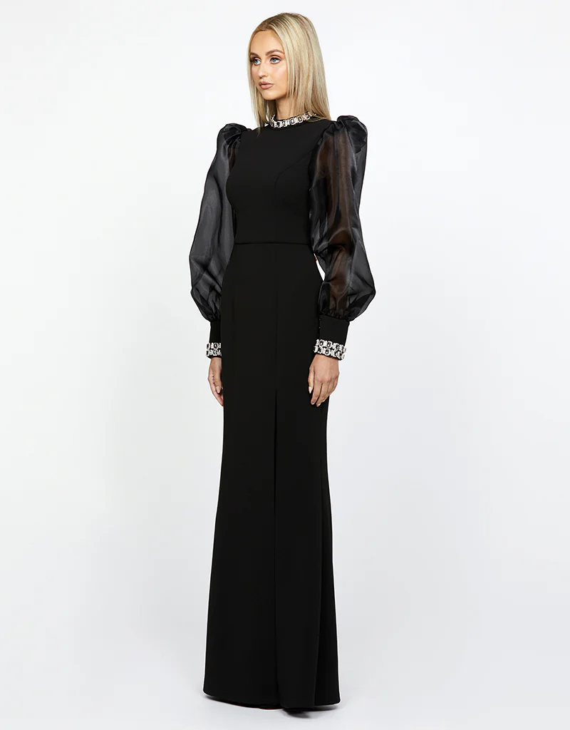 WINNIE SHEER SLEEVE GOWN B67D12L - Black - Image 3