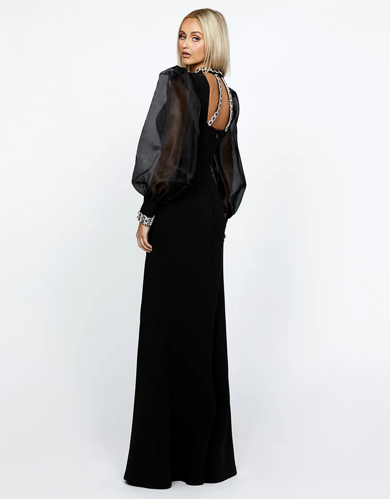 WINNIE SHEER SLEEVE GOWN B67D12L - Black - Image 4