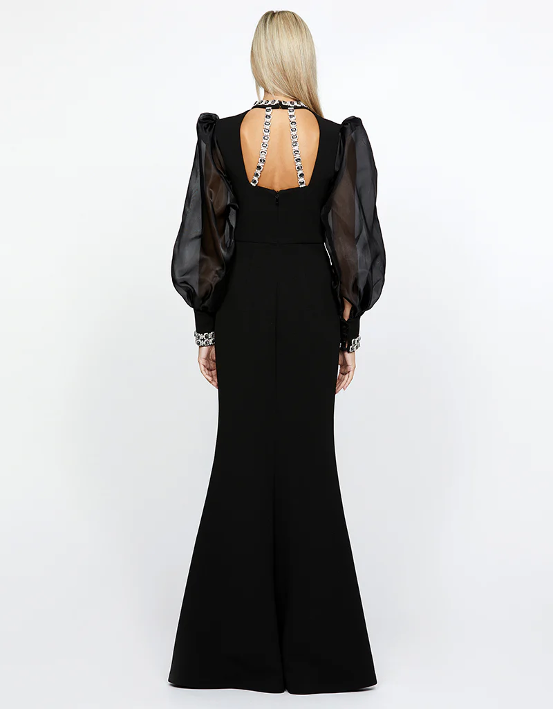 WINNIE SHEER SLEEVE GOWN B67D12L - Black - Image 5