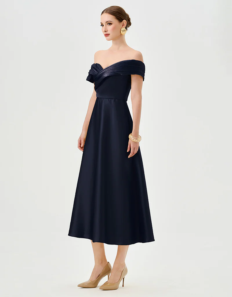 WYNTER OFF SHOULDER MIDI BL82D30S - Navy - Image 4