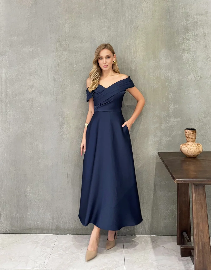 WYNTER OFF SHOULDER MIDI BL82D30S - Navy - Image 6
