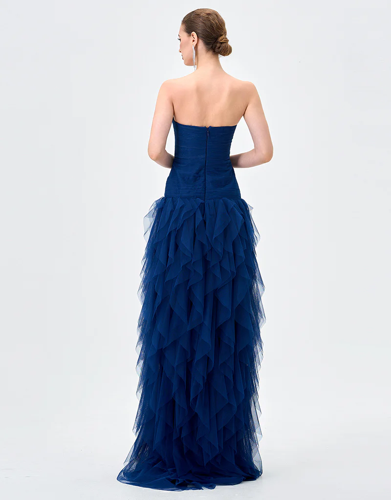 ZIANA STRAPLESS RUFFLE BALL GOWN B83D0186 - Navy - Image 5