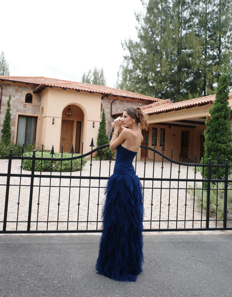 ZIANA STRAPLESS RUFFLE BALL GOWN B83D0186 - Navy - Image 6